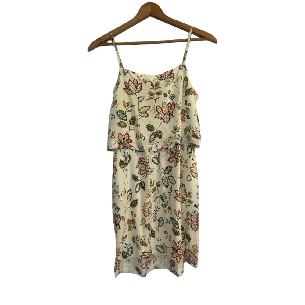 Madewell Silk Floral Print Ruffle Overlay Dress – Size 2